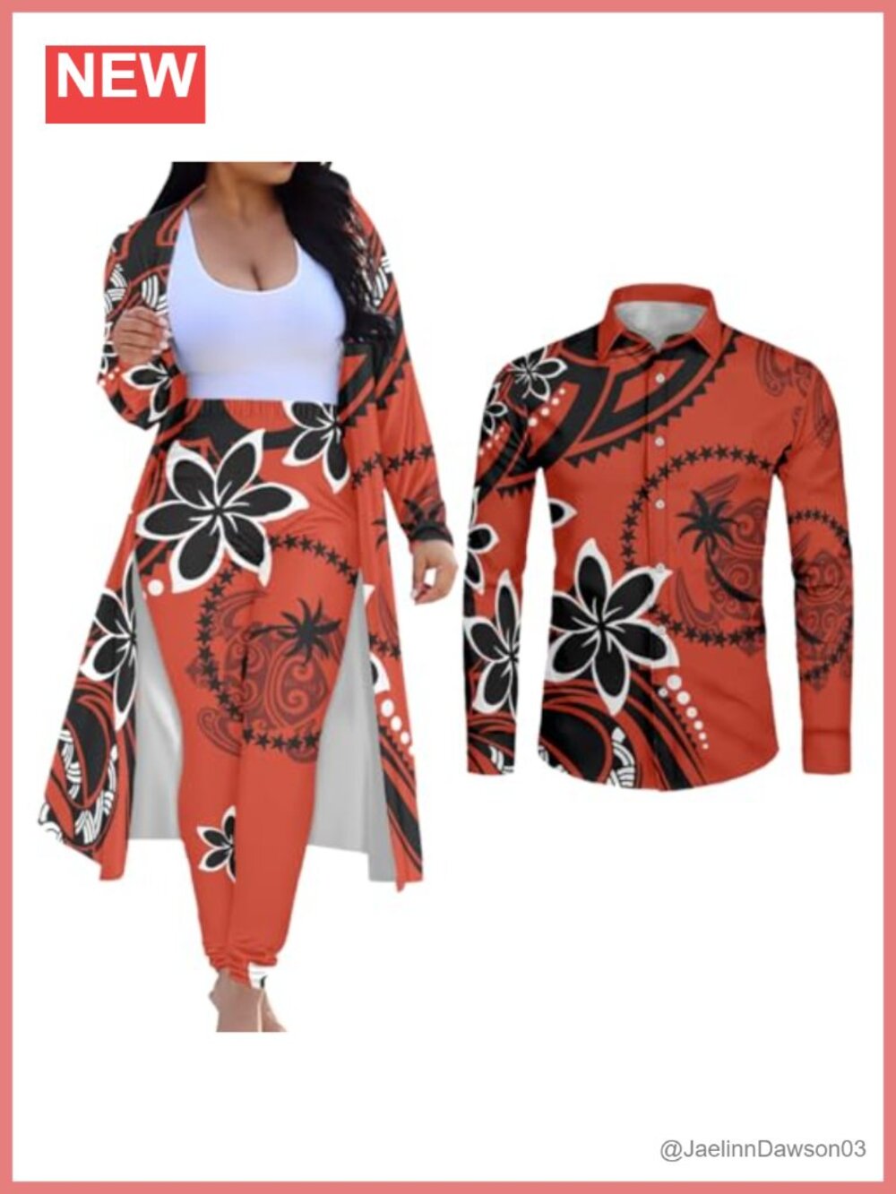Couples Matching Cardigan & Button Up Shirt Set Long Sleeve 2 Piece